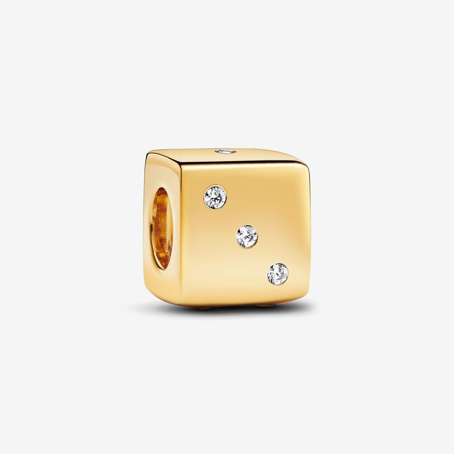 14k Gold-plated Sparkling Dice Charm - Pandora - 761269C01