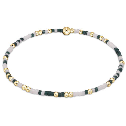GAMEDAY DARK GREEN HOPE JOY PATTERN 2MM BEAD BRACELET