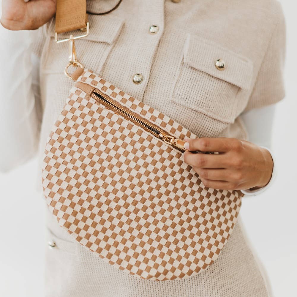 Brown and black checkered Bum Bag main image 0
