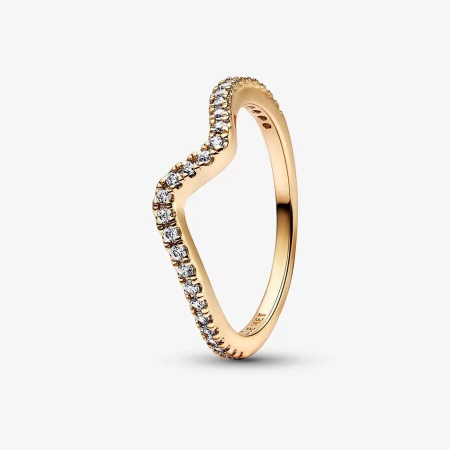 14k Gold-plated Sparkling Wave Ring - Pandora - 162539C01