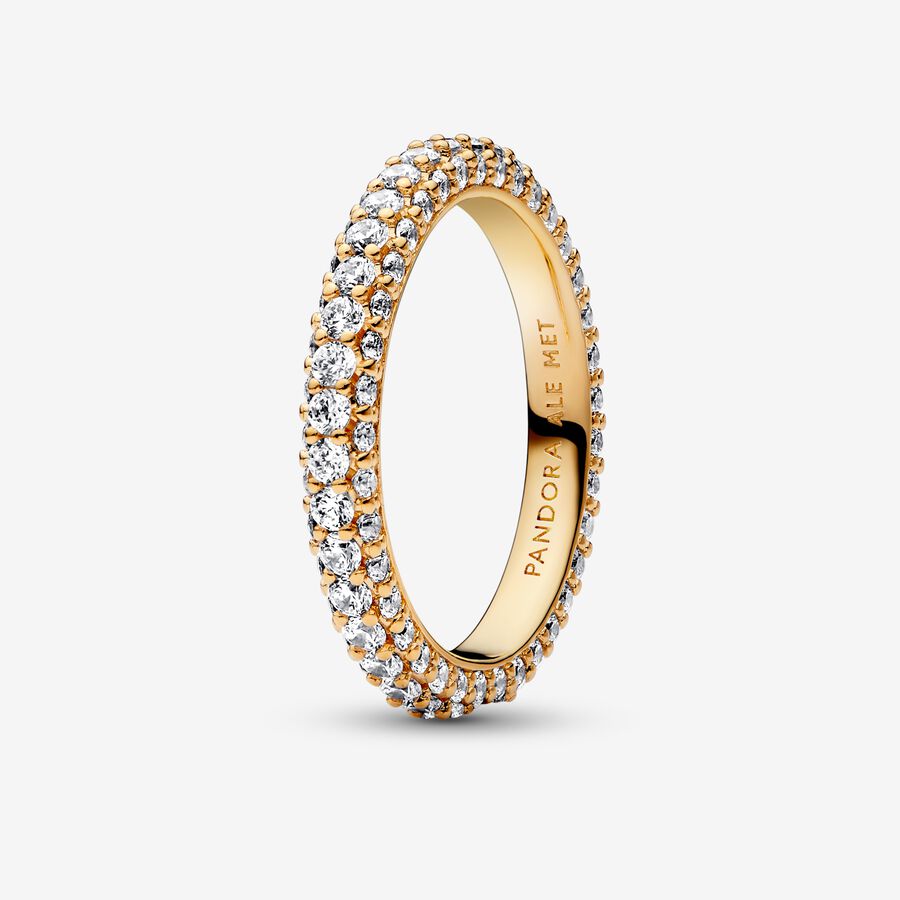 14k Gold-plated Timeless Pavé Single-row Ring - Pandora - 162627C01