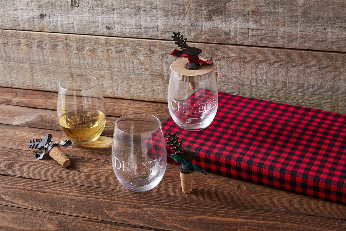 Deer Glass & Bottle Topper Set (3 Styles) Red Barn Company Store