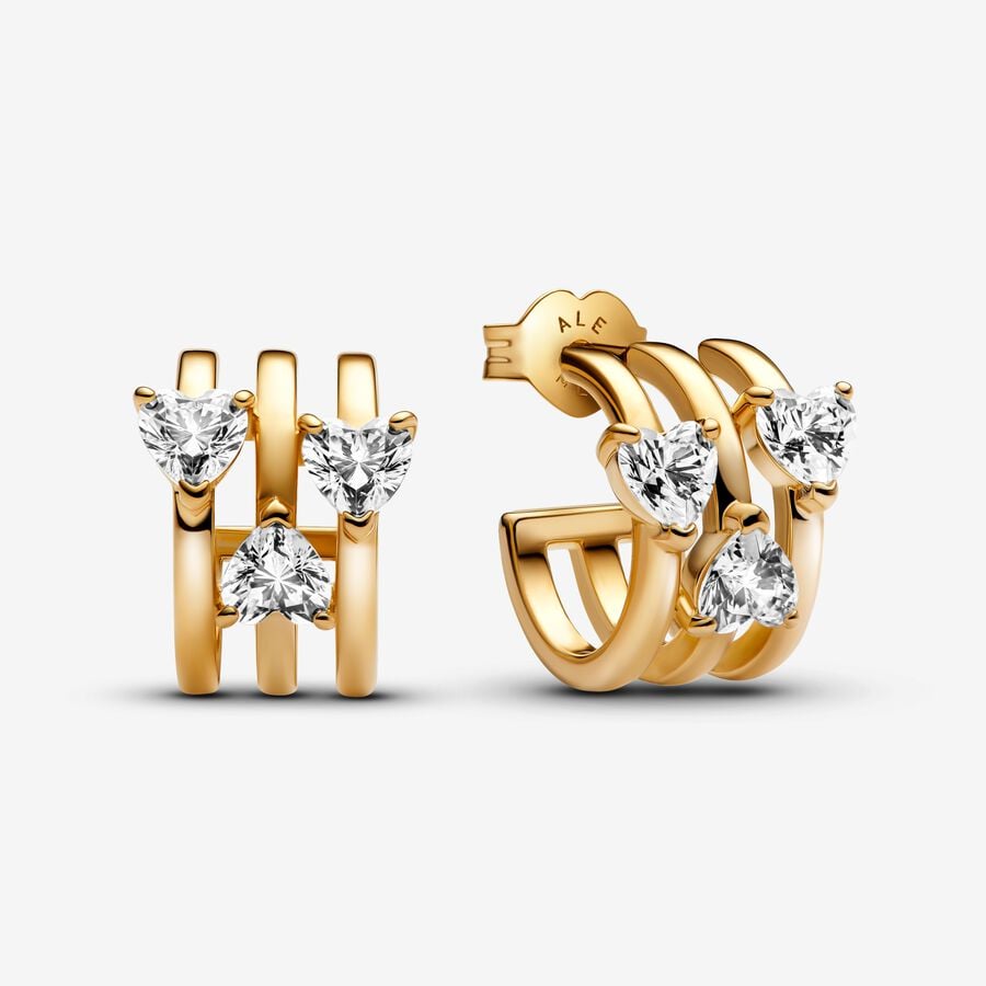 Pandora 14k gold plated triple hoop earrings 263656C01