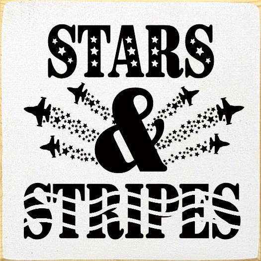 Stars & Stripes (Military Jet) Wood Sign: Old Blue