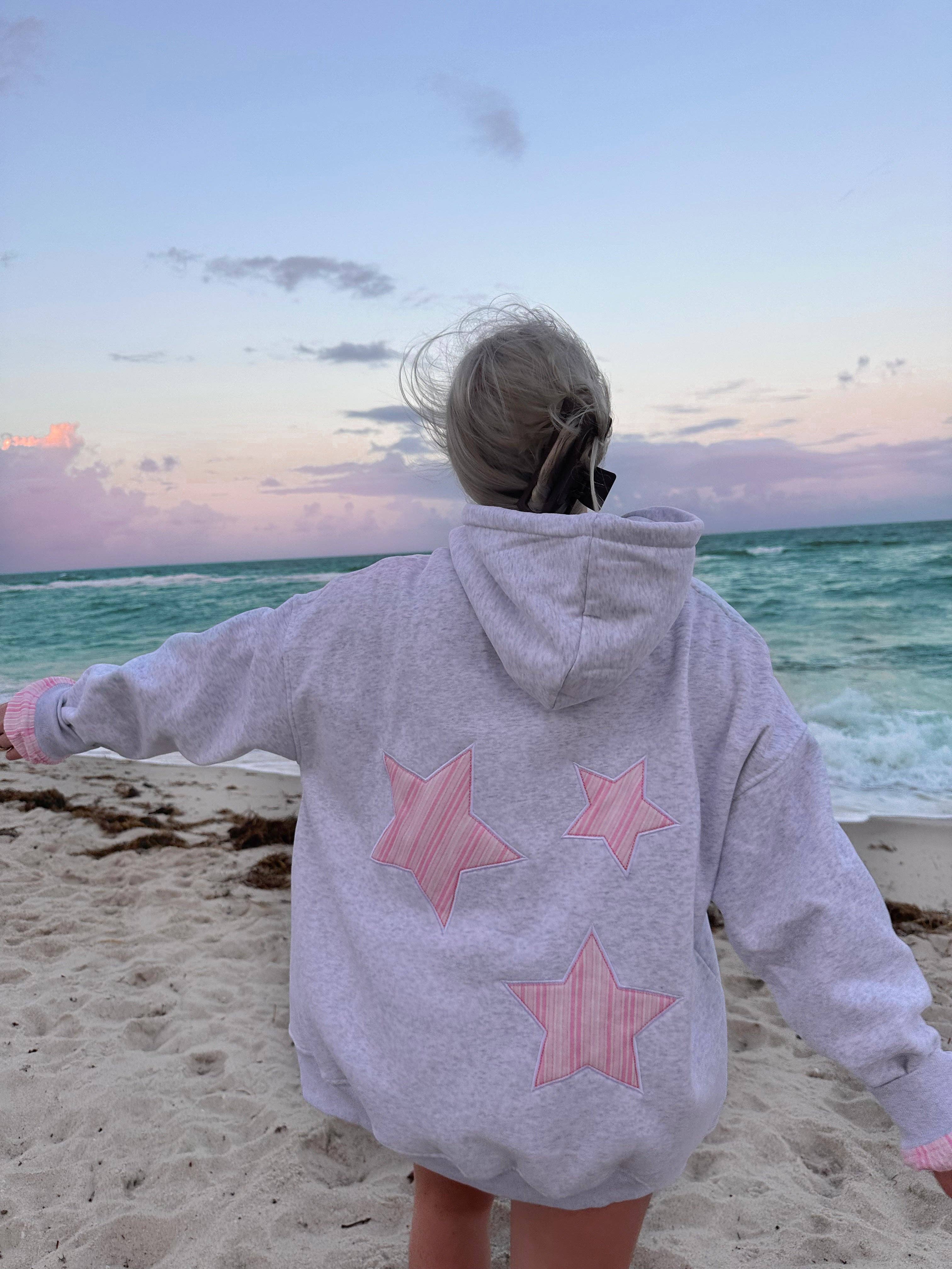 Star Lux Striped Hoodie: Pearl Grey