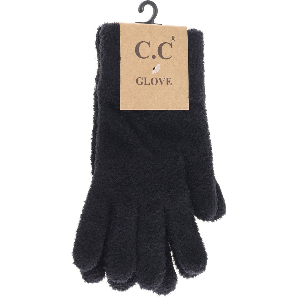 Plush Terry Chenille Women's C.C Gloves-GLC0038: Black