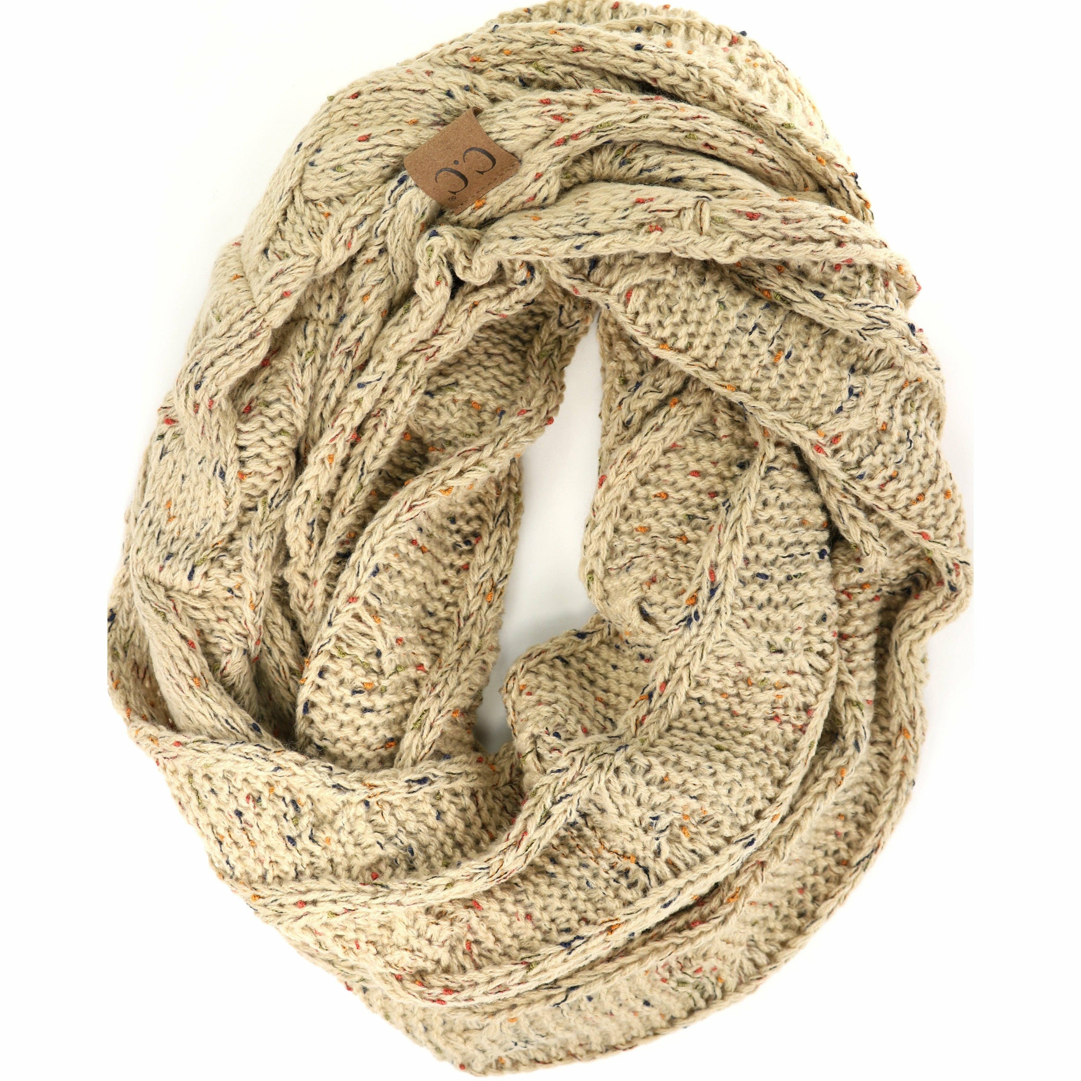 Flecked CC Infinity Scarf SF33: Natural Grey