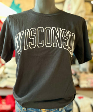 WISCONSIN PUFF PRINT Graphic T-shirt: Black