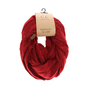 Metallic Cable Knit CC Infinity Scarf SF800MET: Metallic Black