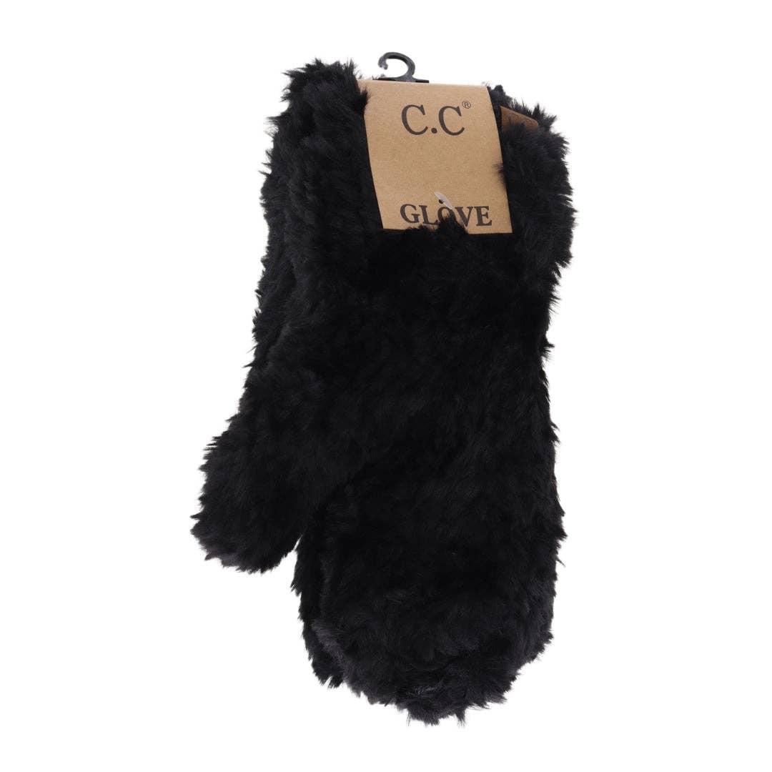 Faux Fur C.C Women's Mittens: Rose