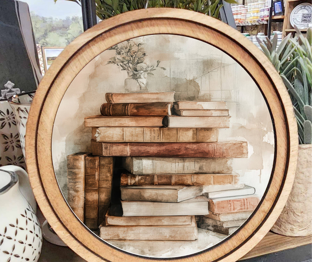 8" Round Books Art