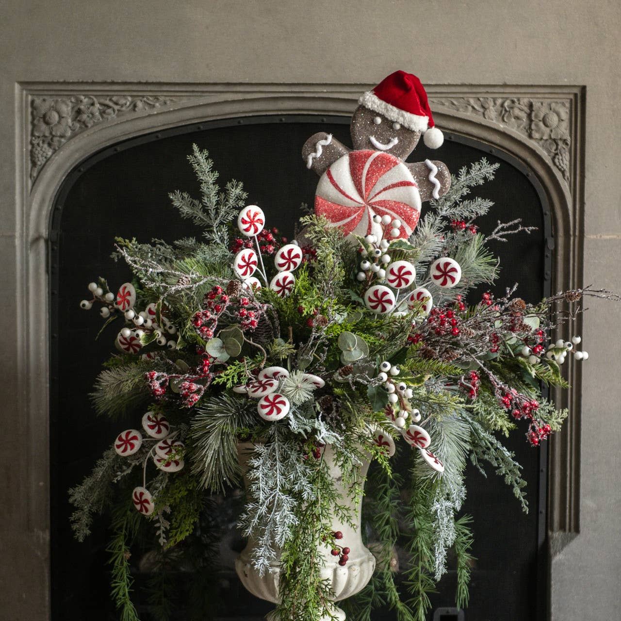 34" DARK GREEN PINE HANGING BUSH