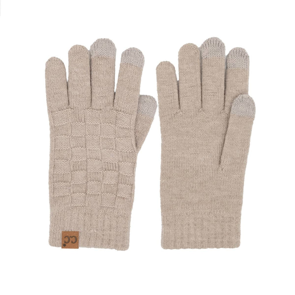 Woven Checkered Texture C.C Gloves GLC0094: Beige