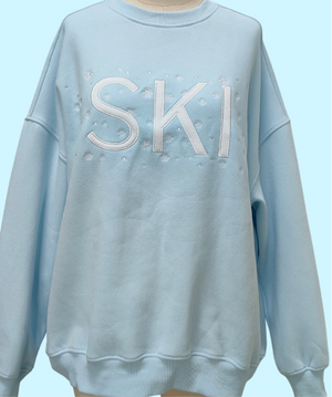 Icy Blue Ski Snowflake Sweatshirt: Clearwater Blue