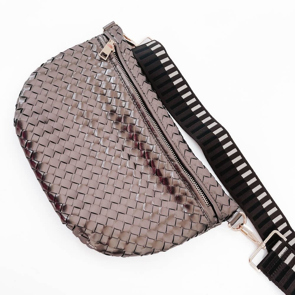 Woven Bum Bag Metallic Gunmetal