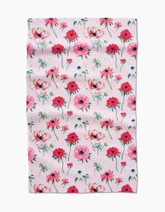 Anemone Garden Flowers Tea Towel