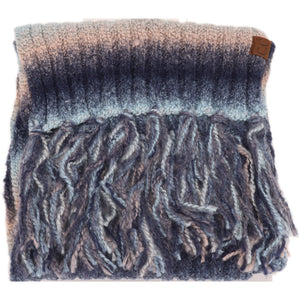 Ombre Knit Scarf with Fringe SF9004: Black/Grey Mix