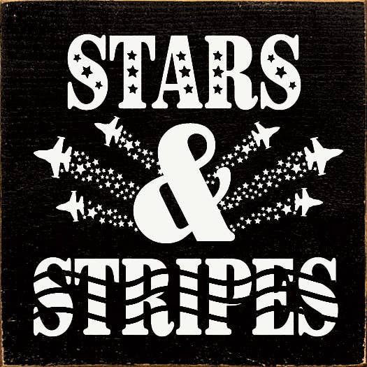 Stars & Stripes (Military Jet) Wood Sign: Old Blue