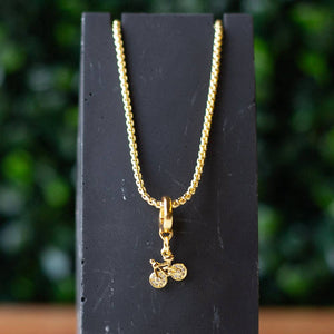 😎Summer Pick😎Gold Bicycle Charm, CZ | Charm Bar