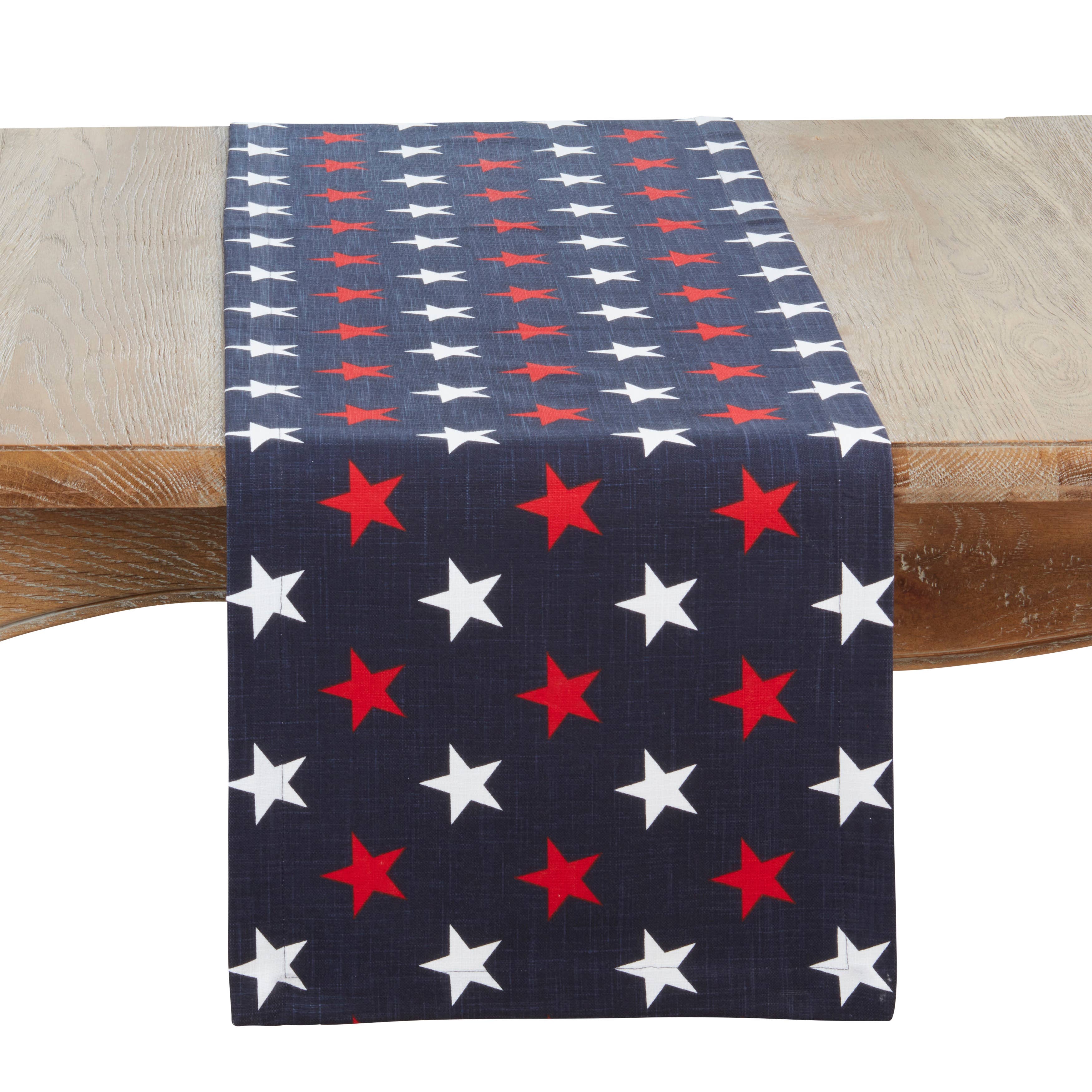 Patriotic Americana Stars Table Runner: Red/White/Blue / 14"x72"
