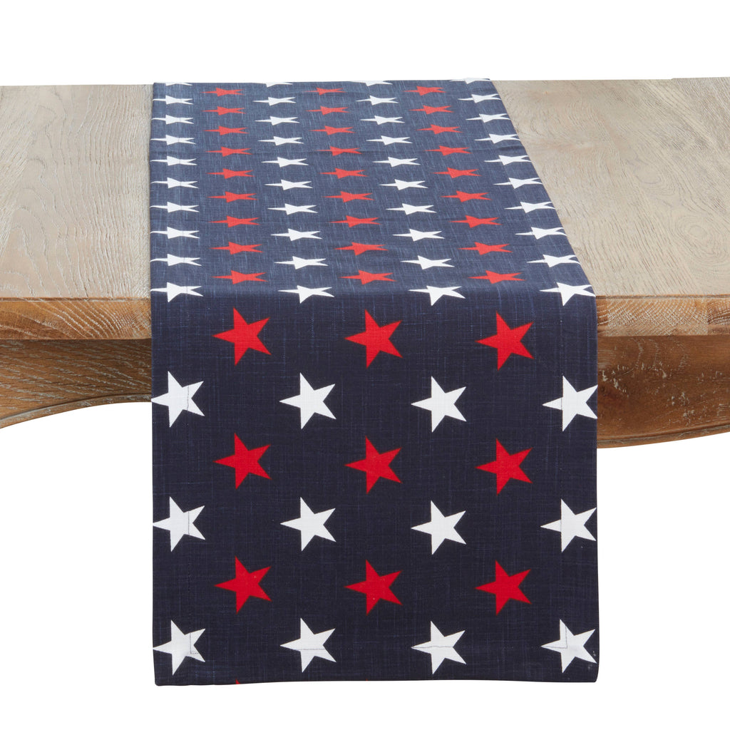 Patriotic Americana Stars Table Runner: Red/White/Blue / 14"x72"