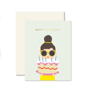 Cake Lady Birthday Greeting Card: Single Card
