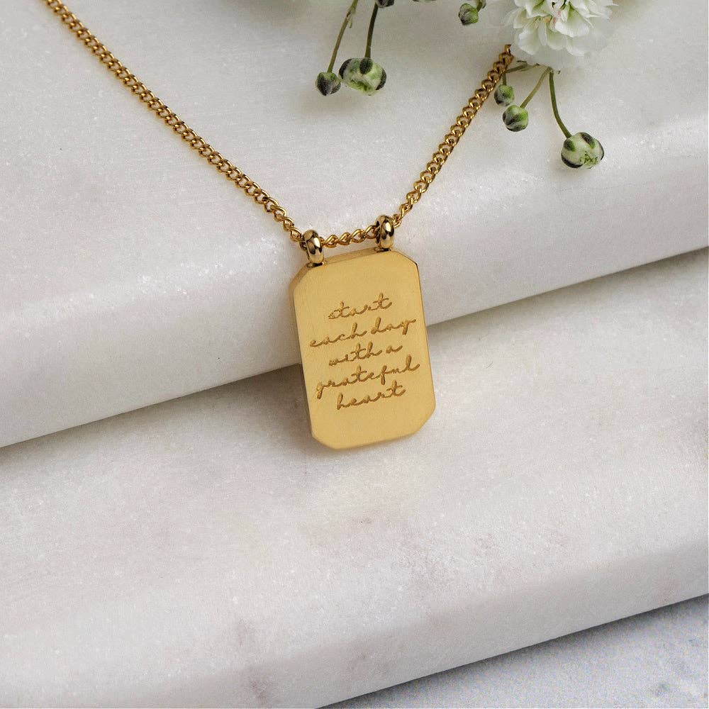 Start Day With Grateful Heart - 18k Gold-Dipped Pendant: Yellow Gold