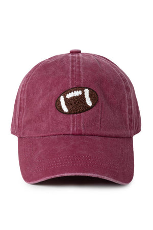 GAME DAY Chenille Football Patch Washed baseball cap: Khaki