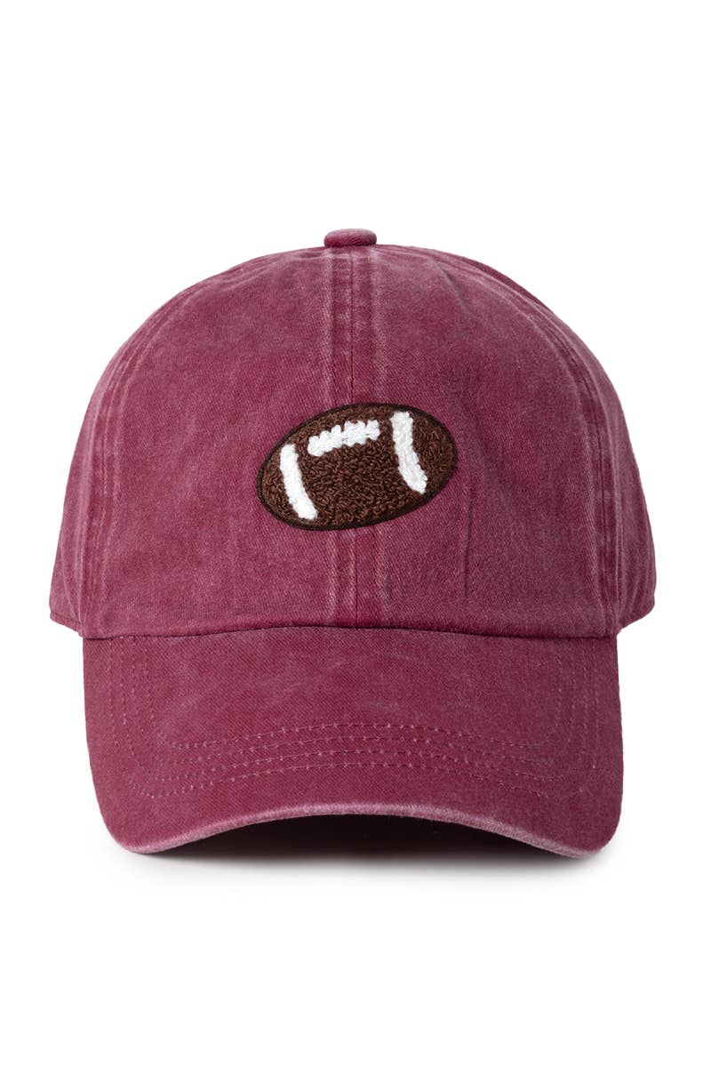 GAME DAY Chenille Football Patch Washed baseball cap: Olive