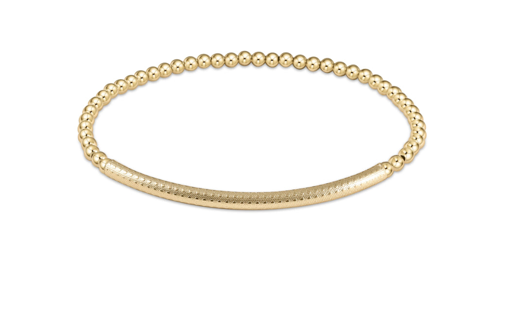 enewton -7.25" Classic Gold 3mm Bead Bracelet - Bliss Bar Textured