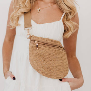 Rachel Raffia Bum Bag: Black