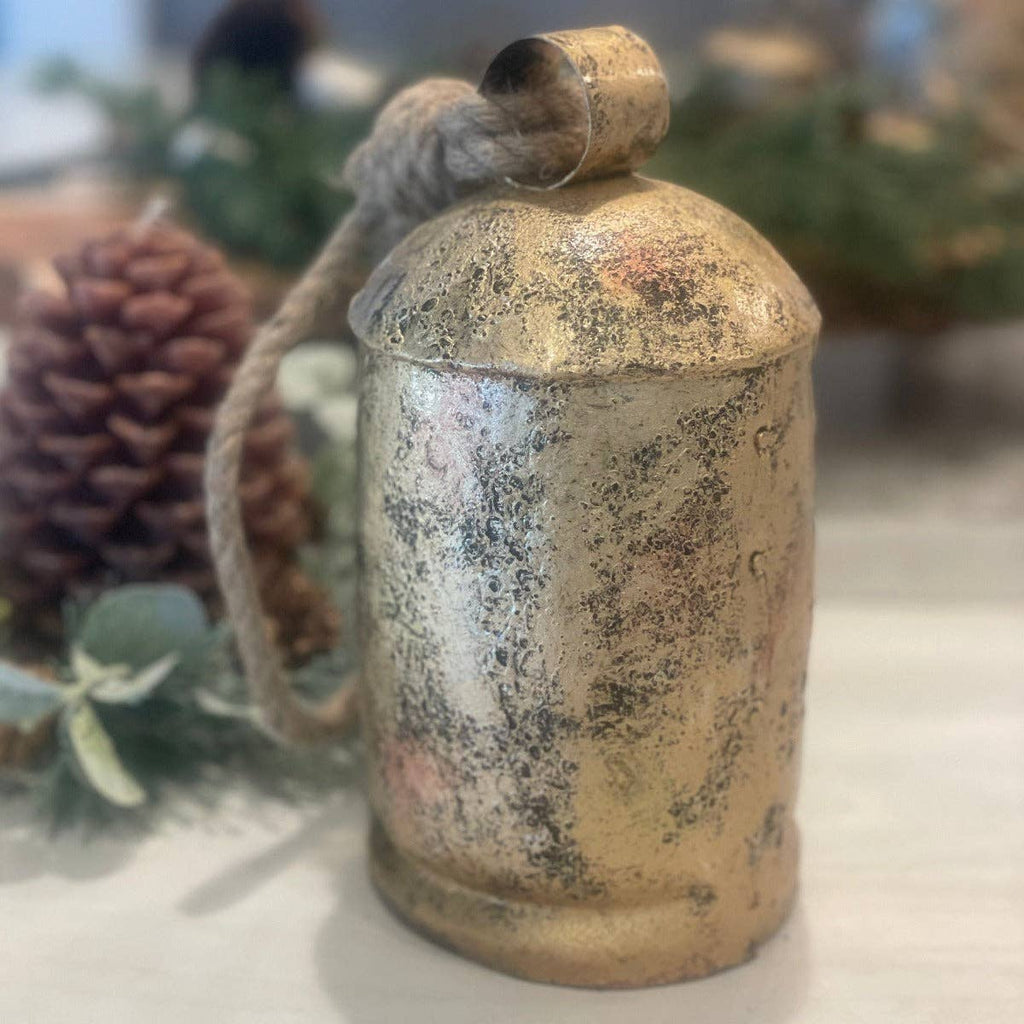 CL-2457 - 7 1/2" T Antique Gold Christmas Bell