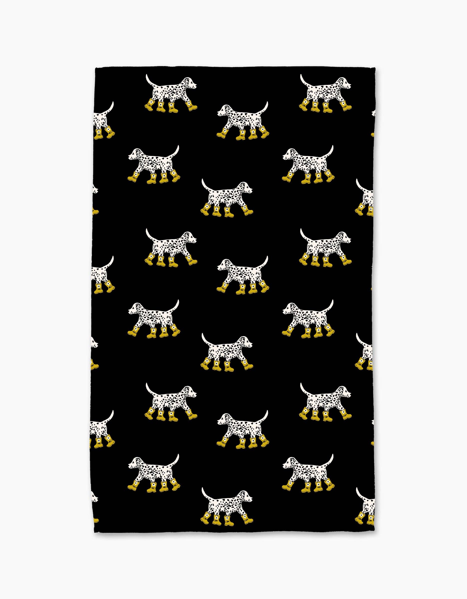Dalmatian In Boots Black Tea Towel