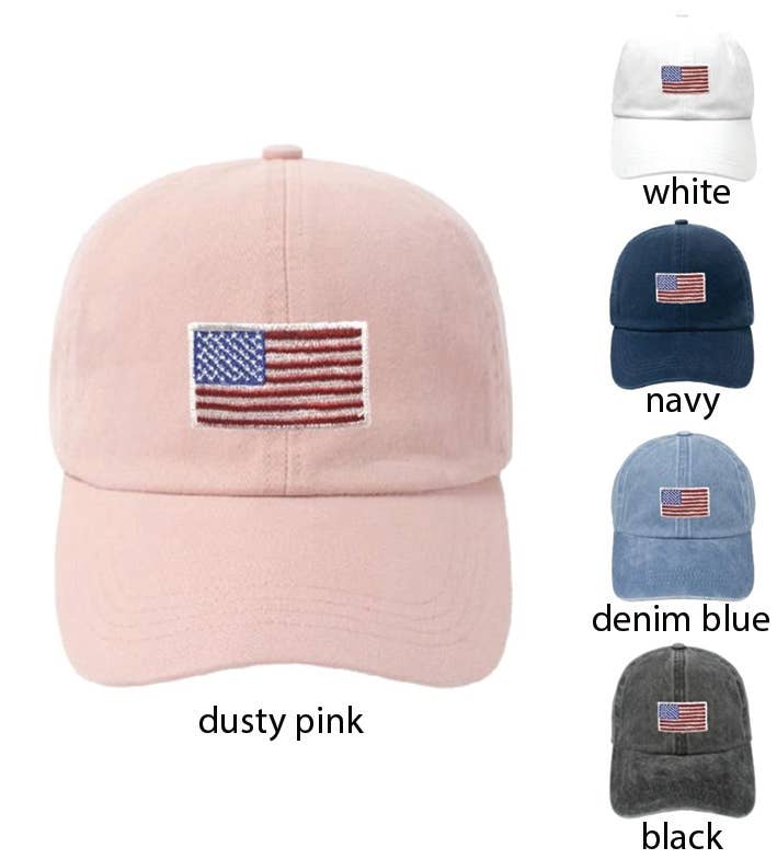 American Flag Embroidery Baseball Cap: Navy