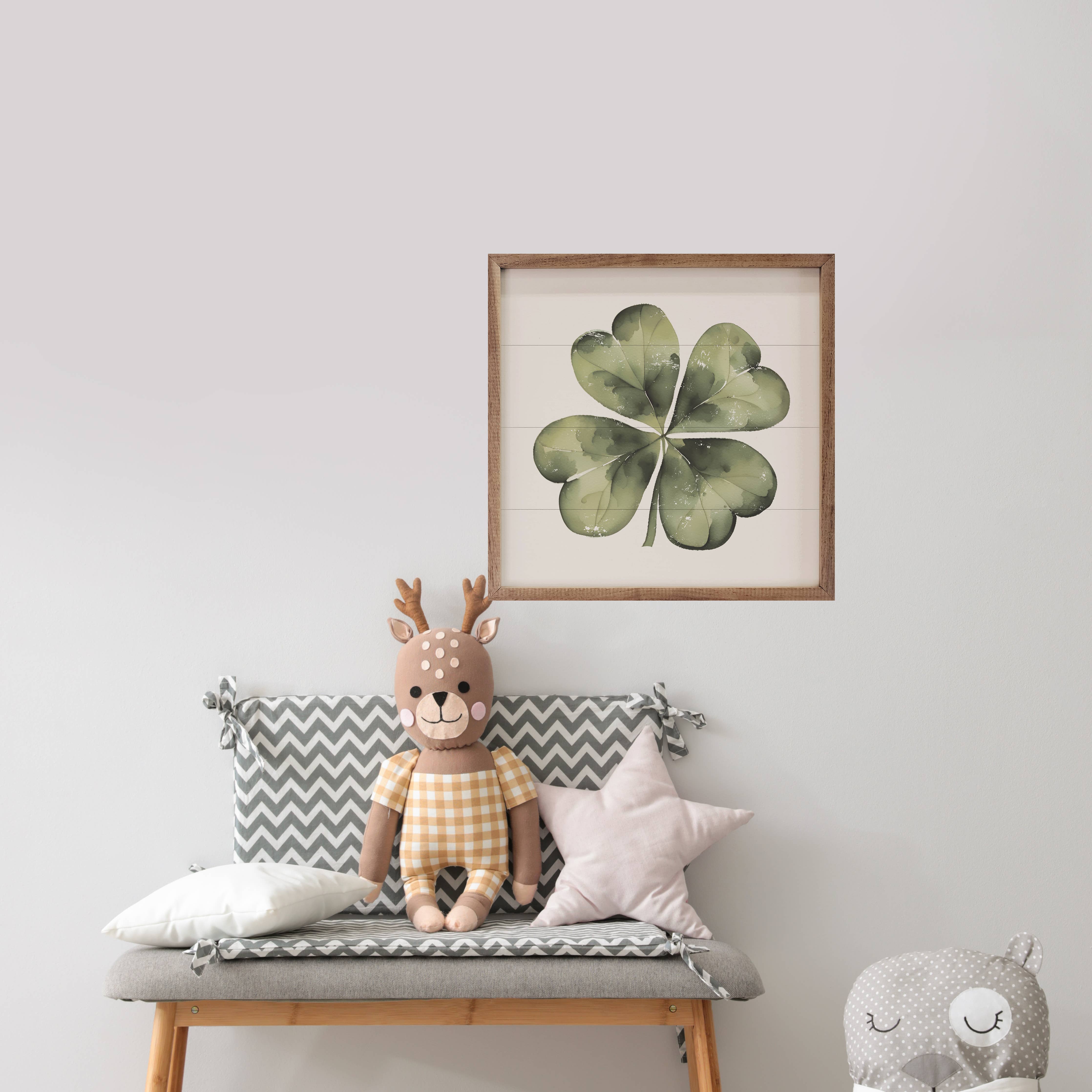 Lucky Four Leaf Clover White: 4 x 4 x 1