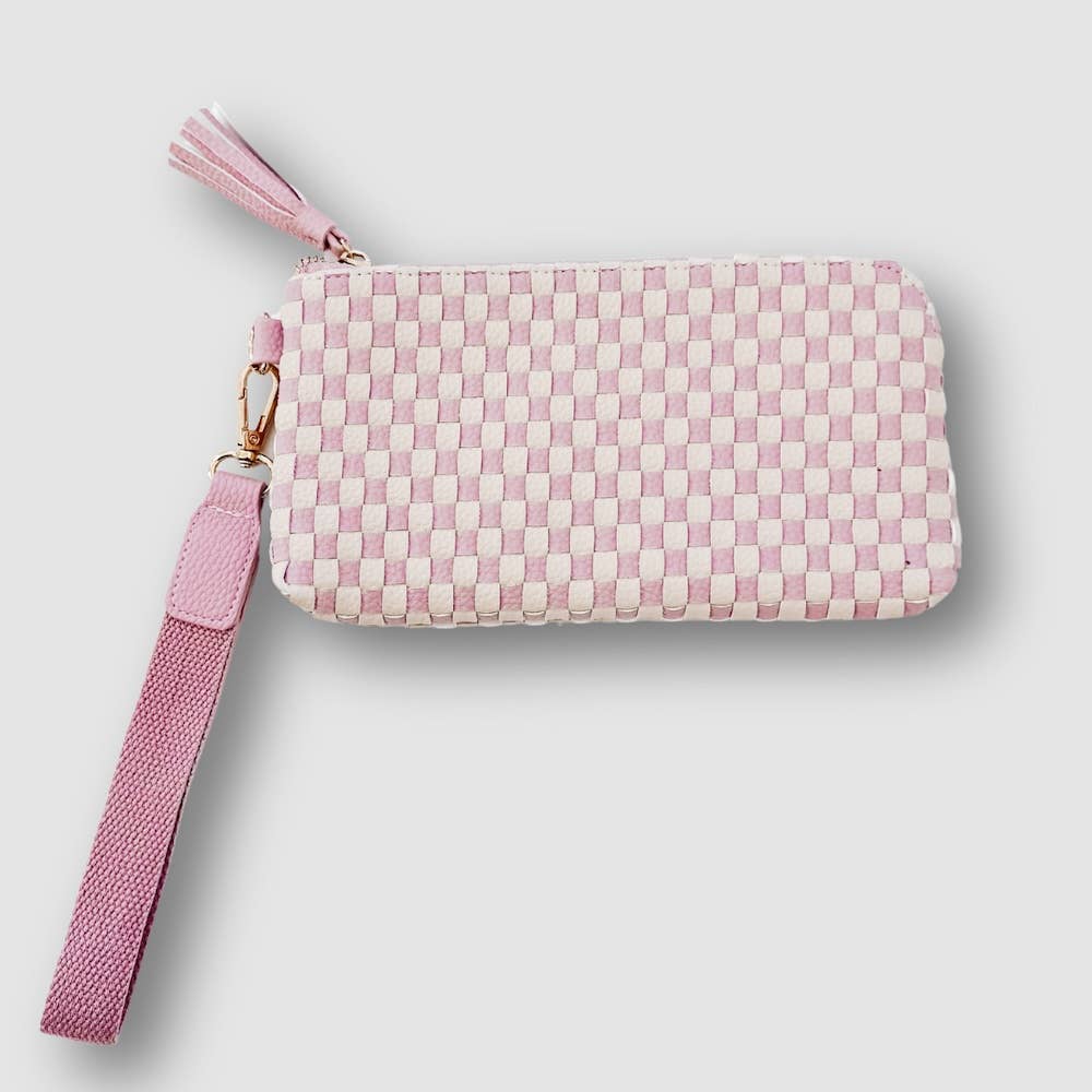 Emma Woven Clutch Wristlet: Cream