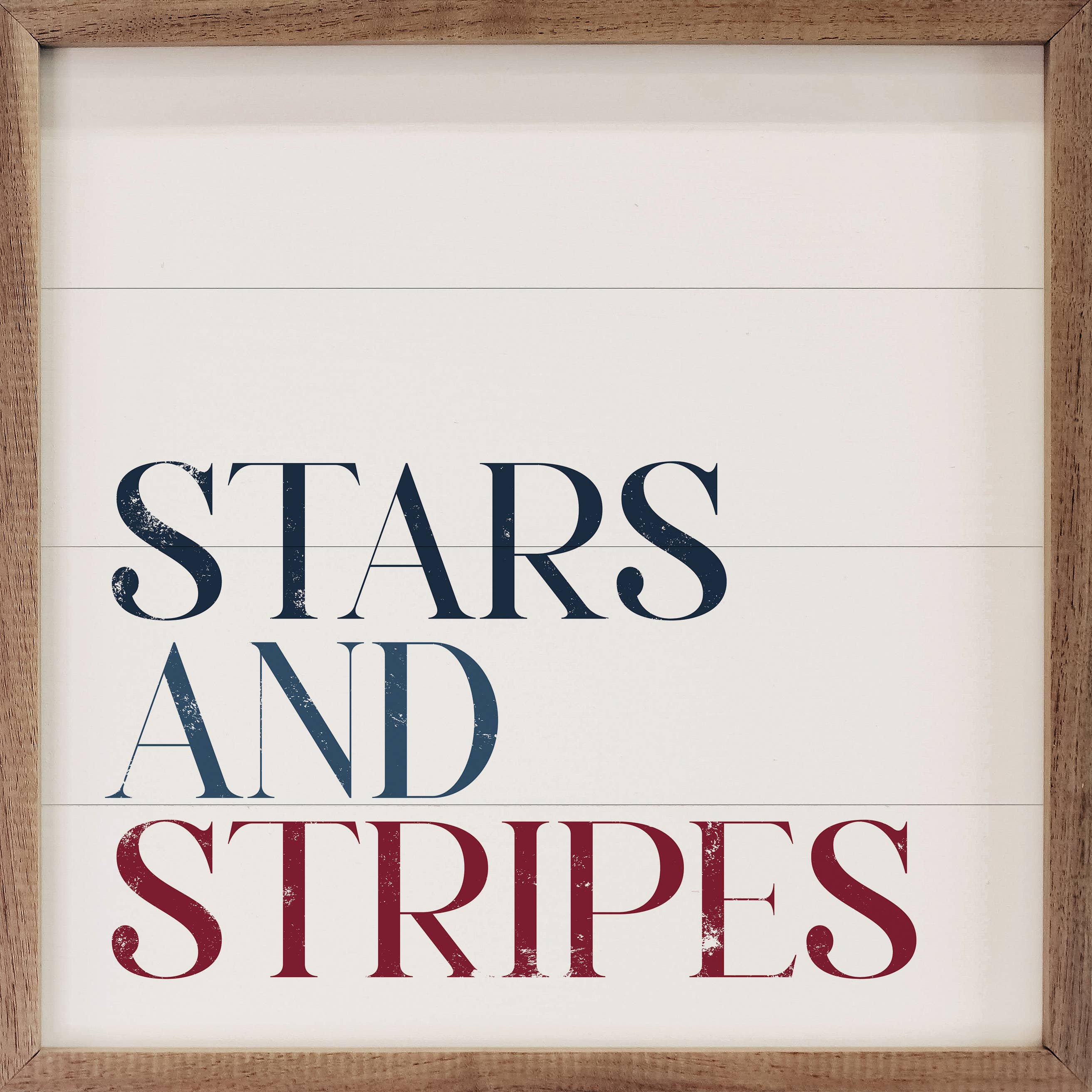 Stars And Stripes Words White: 8 x 8 x 1.5