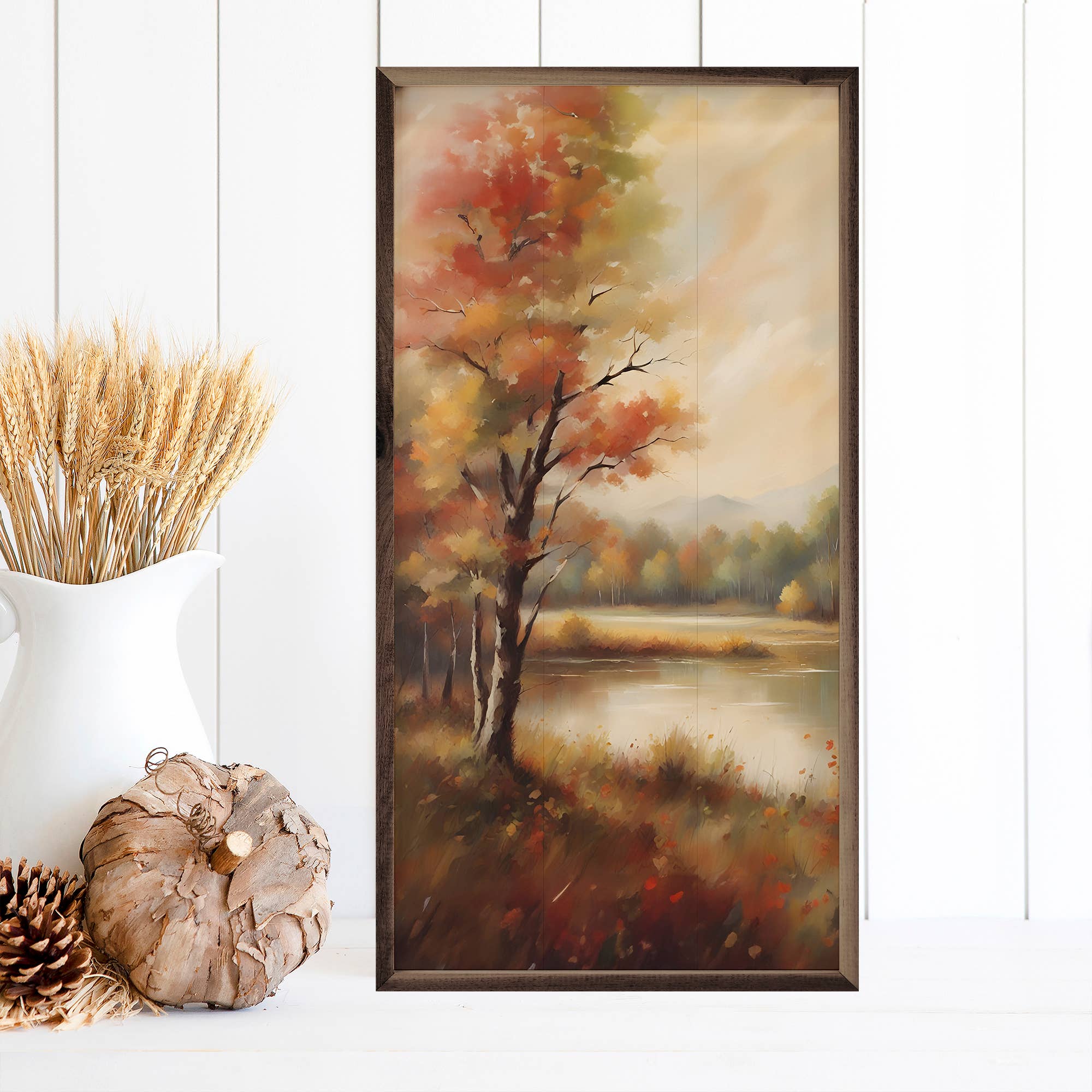 Autumn Trees Near Lake: 8 x 16 x 1.5