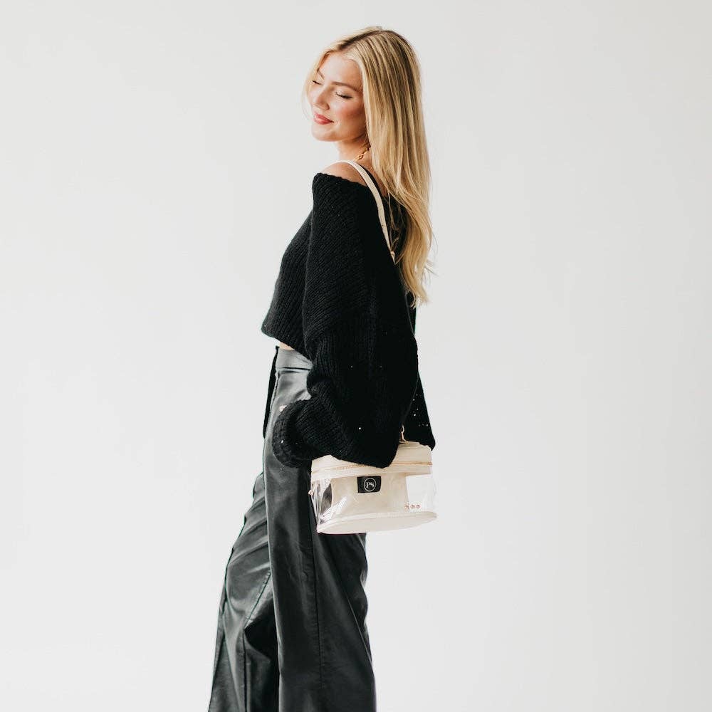 Carissa Clear Crossbody: Cream