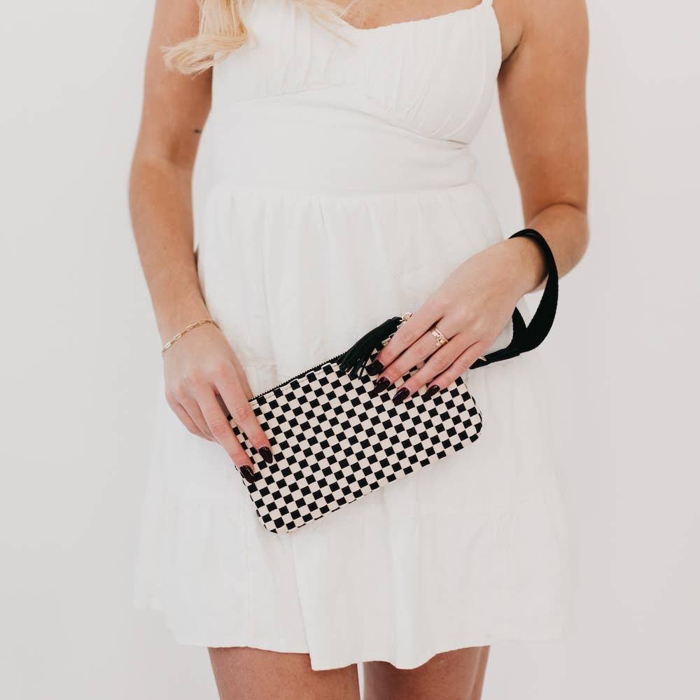 Emma Woven Clutch Wristlet: Cream