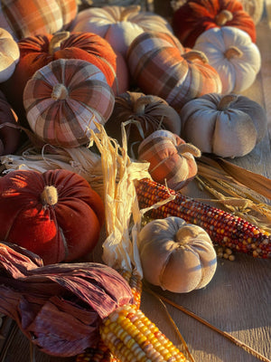 CF-3145 - Lrg. Autumn Plaid Fall Fabric Pumpkin