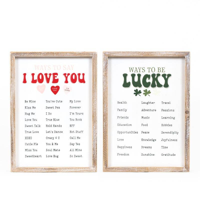 20139 - 10x14  frame sign (LOVE/LUCKY)  Valentine St Patrick 20139