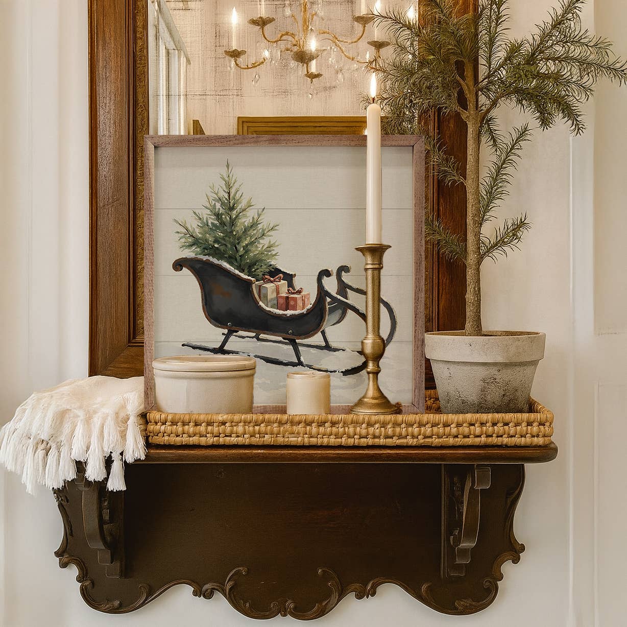 Vintage Black Sleigh: 8x8