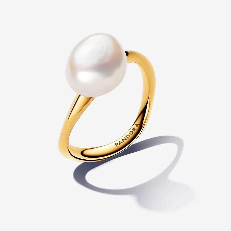 14k Gold-plated Baroque Treated Freshwater Cultured Pearl Ring - Pandora - 163293C01