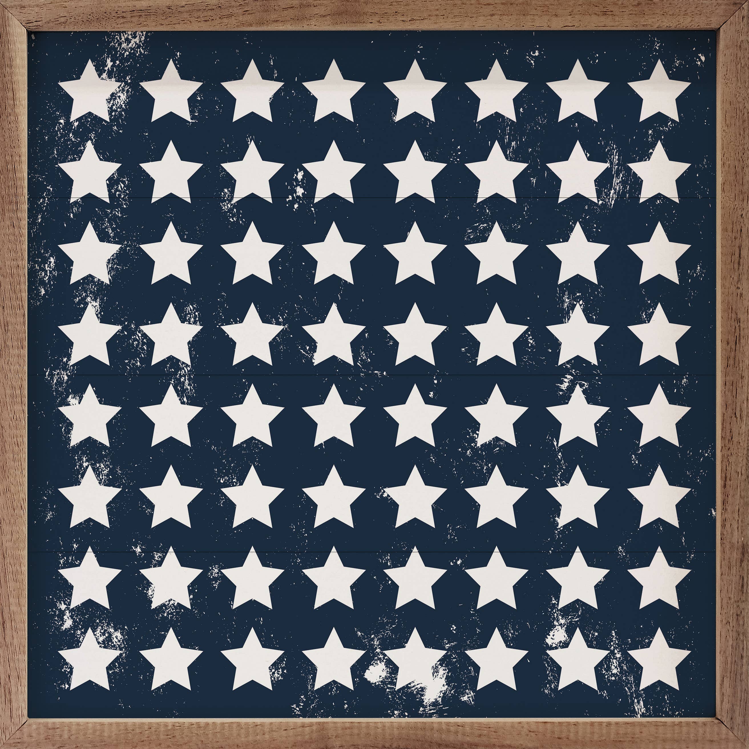 Pattern White Stars On Blue: 8 x 8 x 1.5