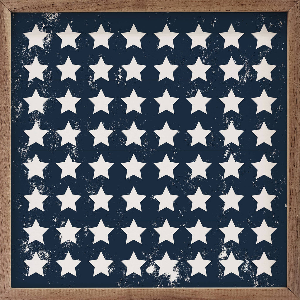 Pattern White Stars On Blue: 8 x 8 x 1.5