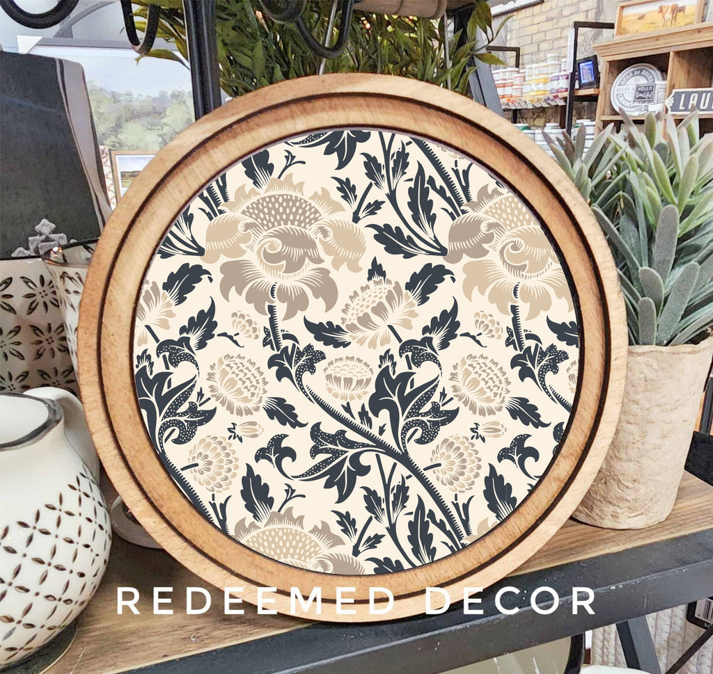 8" Round Morris Neutral Art