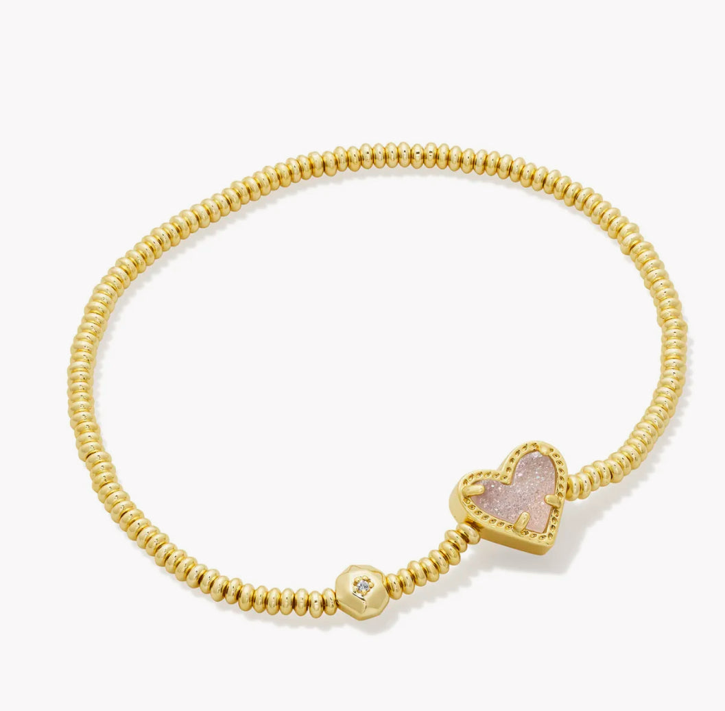 ARI HEART STRETCH BRACELET - B1246GLD - IVORY MOTHER OF PEARL
