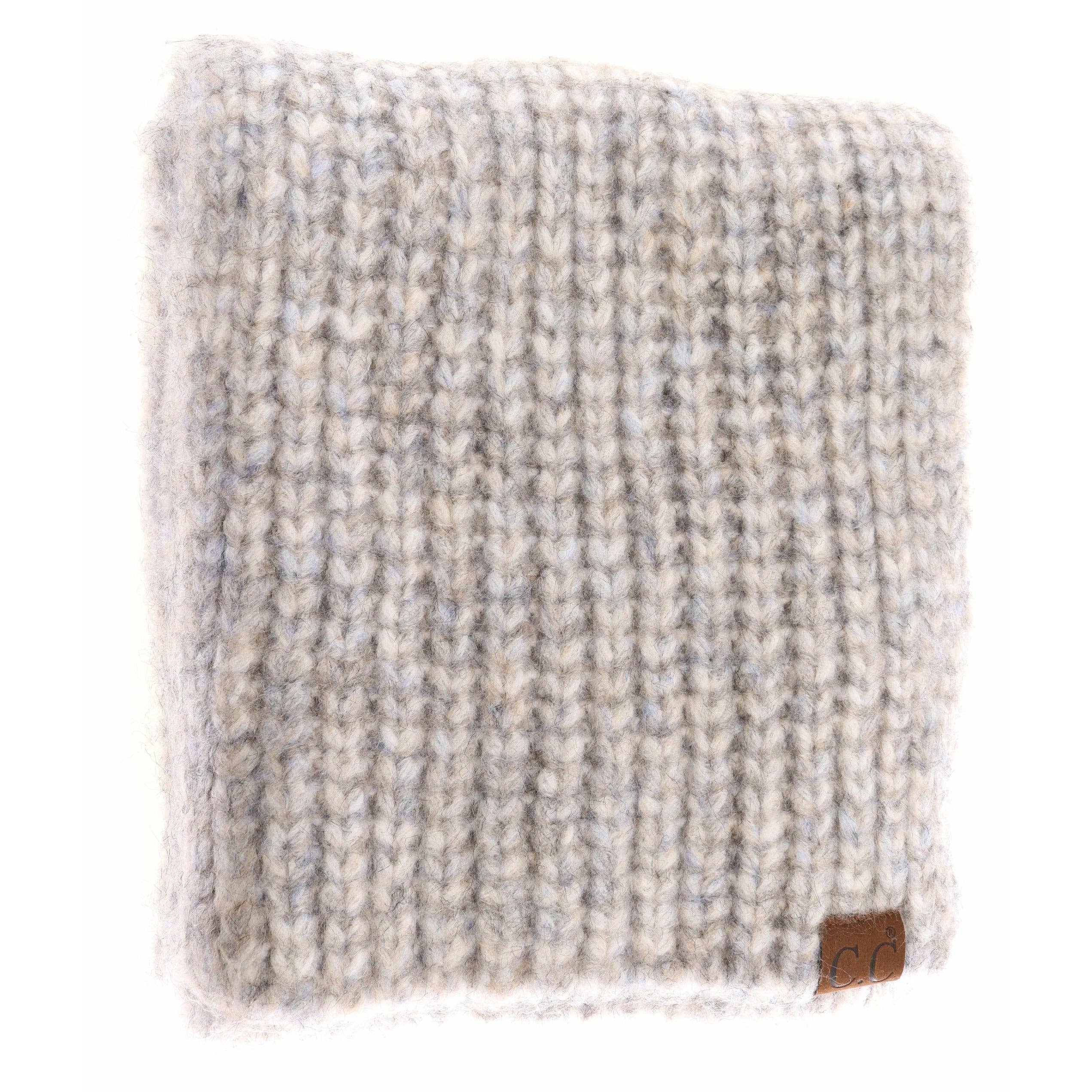 Soft Ribbed Oblong C.C Scarf SF2074: Dk. Grey Multi
