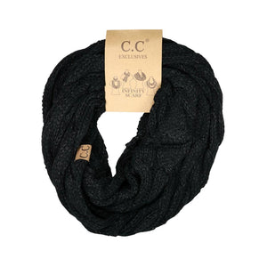 Metallic Cable Knit CC Infinity Scarf SF800MET: Metallic Red